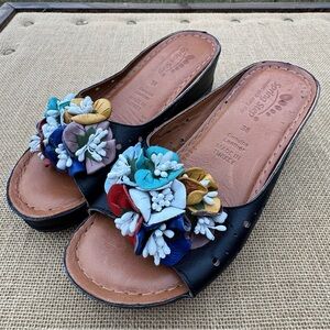 Spring Step Flowerchild leather slide sandal Size 38 (7.5-8)